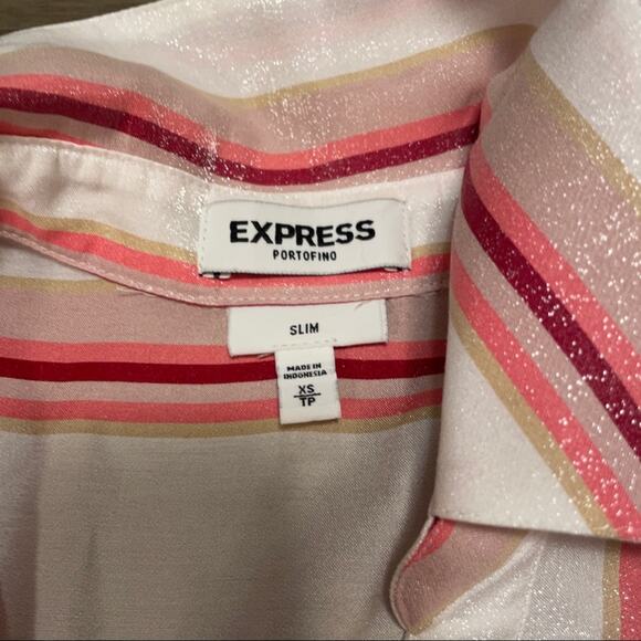 Express Pink & White Stripe Button Down Top Size XS - Picture 7 of 12